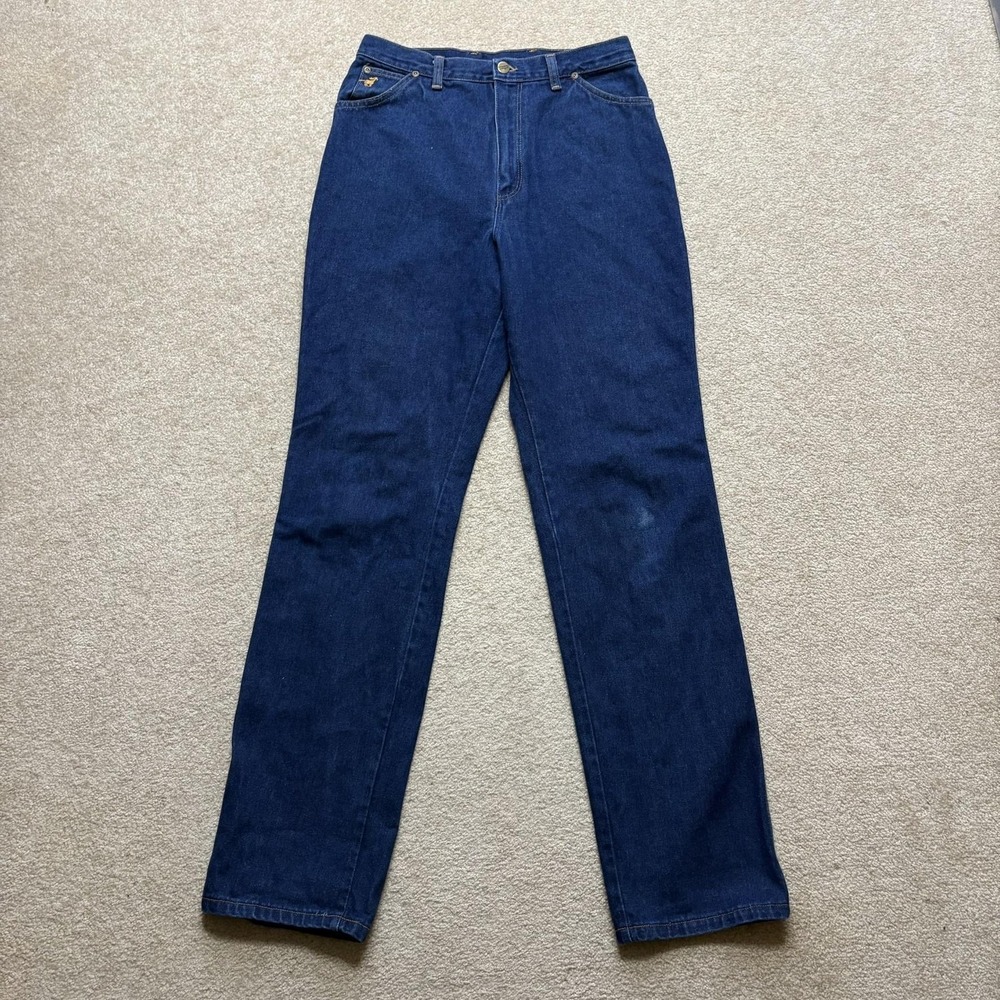 Vtg Wrangler Jeans SZ 14 29x34 Blue High Rise Straight Denim USA 70s 80s Cowgirl